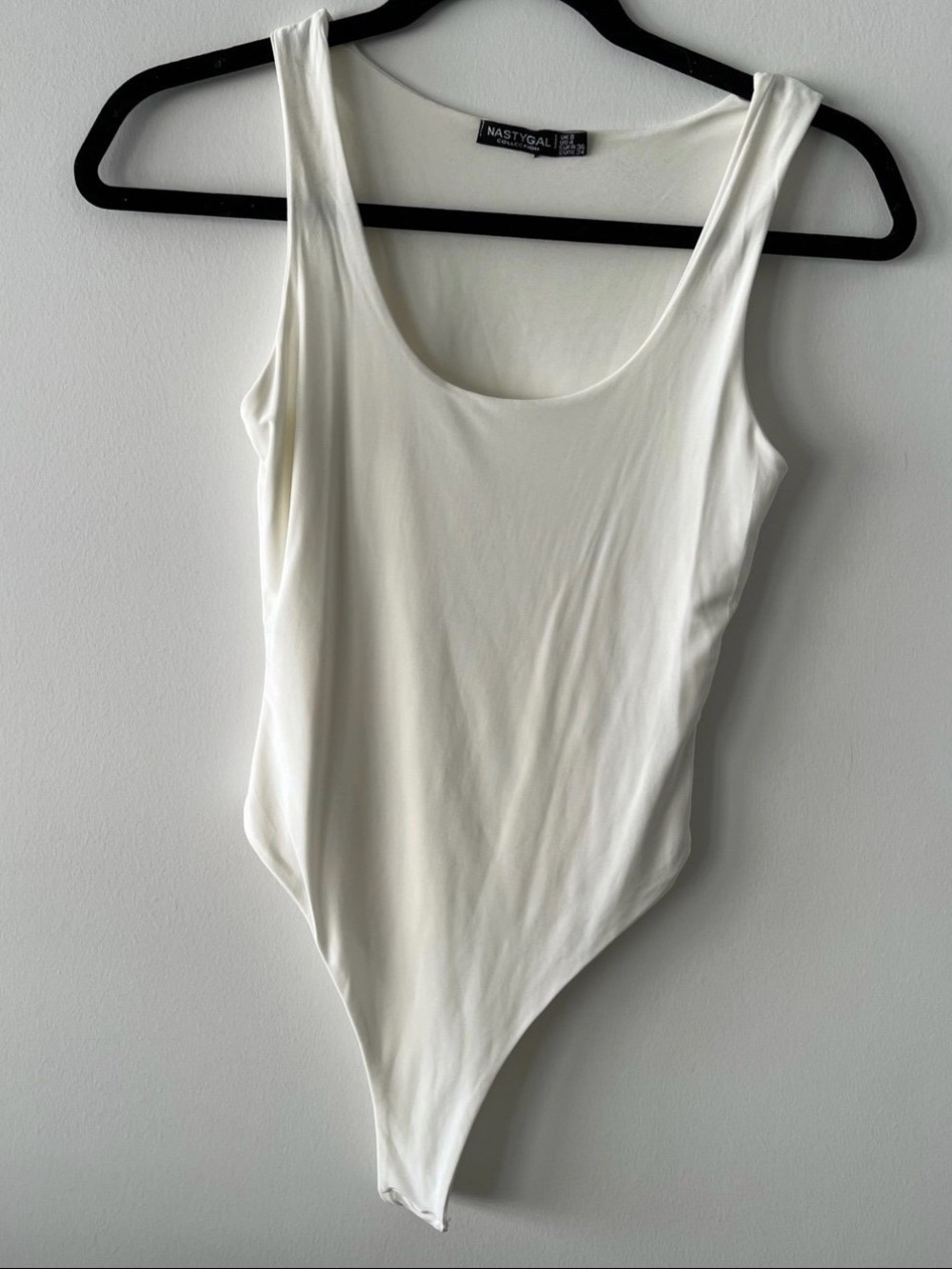 Nasty Gal Cream Scoop Neck Stretch Bodysuit